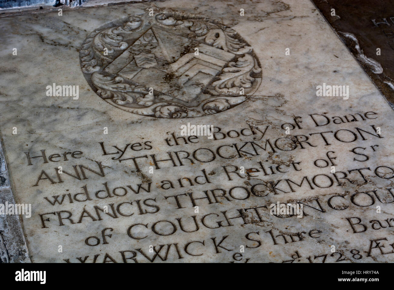 Ann Throckmorton memorial,St. Peter`s Church, Coughton, Warwickshire